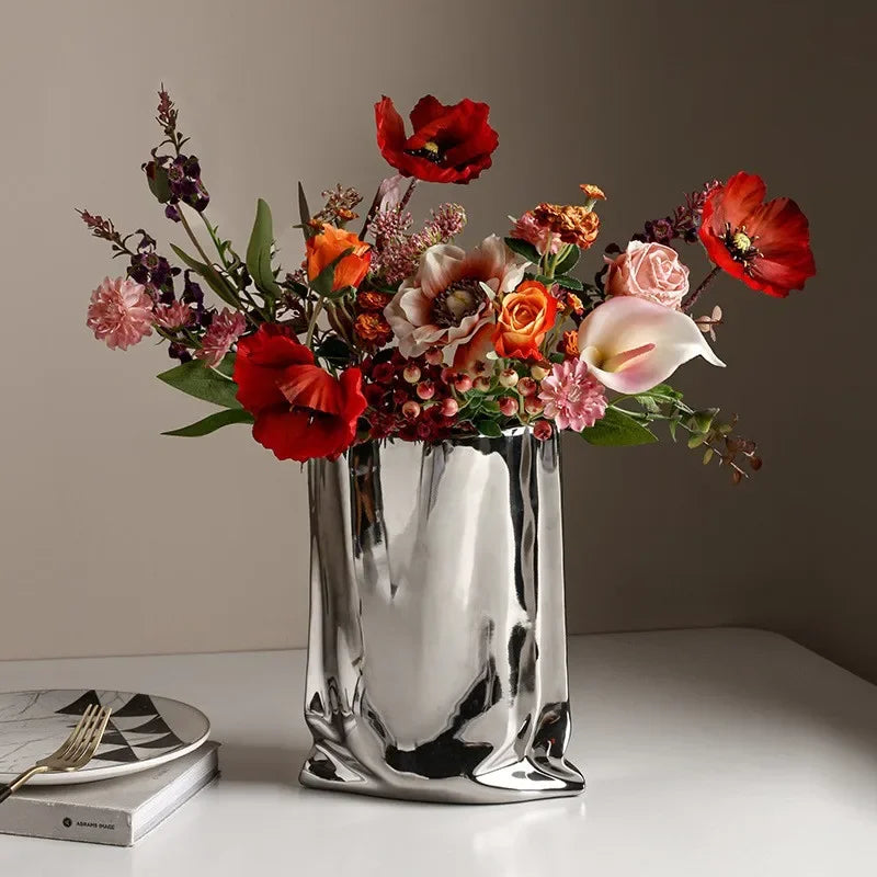 Creative Electroplated Silver Ceramic Vases