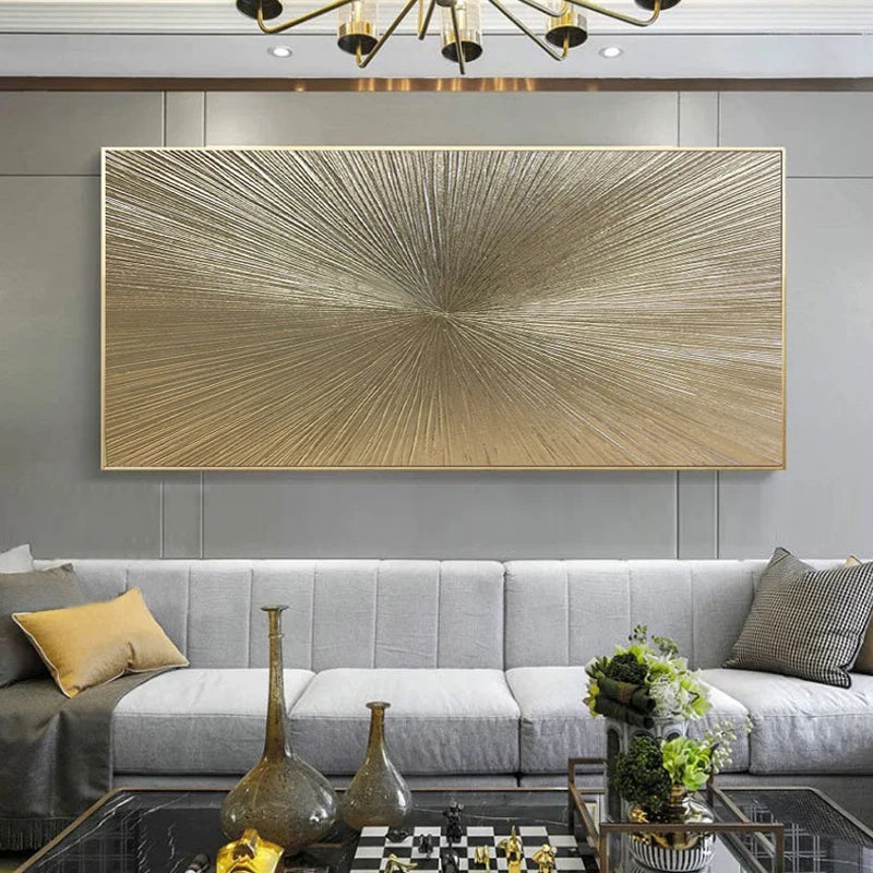 Nordic Abstract Gold Lines Painting